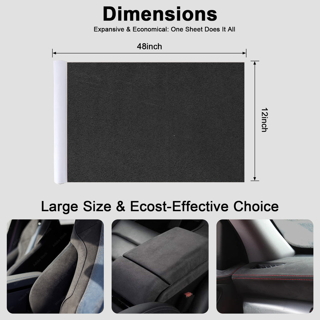 RadiantDecor Black Suede-Style Automotive Interior Wrap