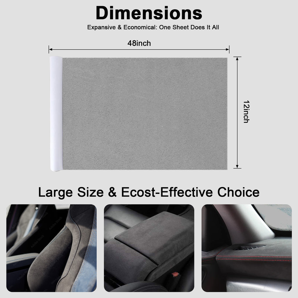 RadiantDecor Grey Suede-Style Automotive Interior Wrap