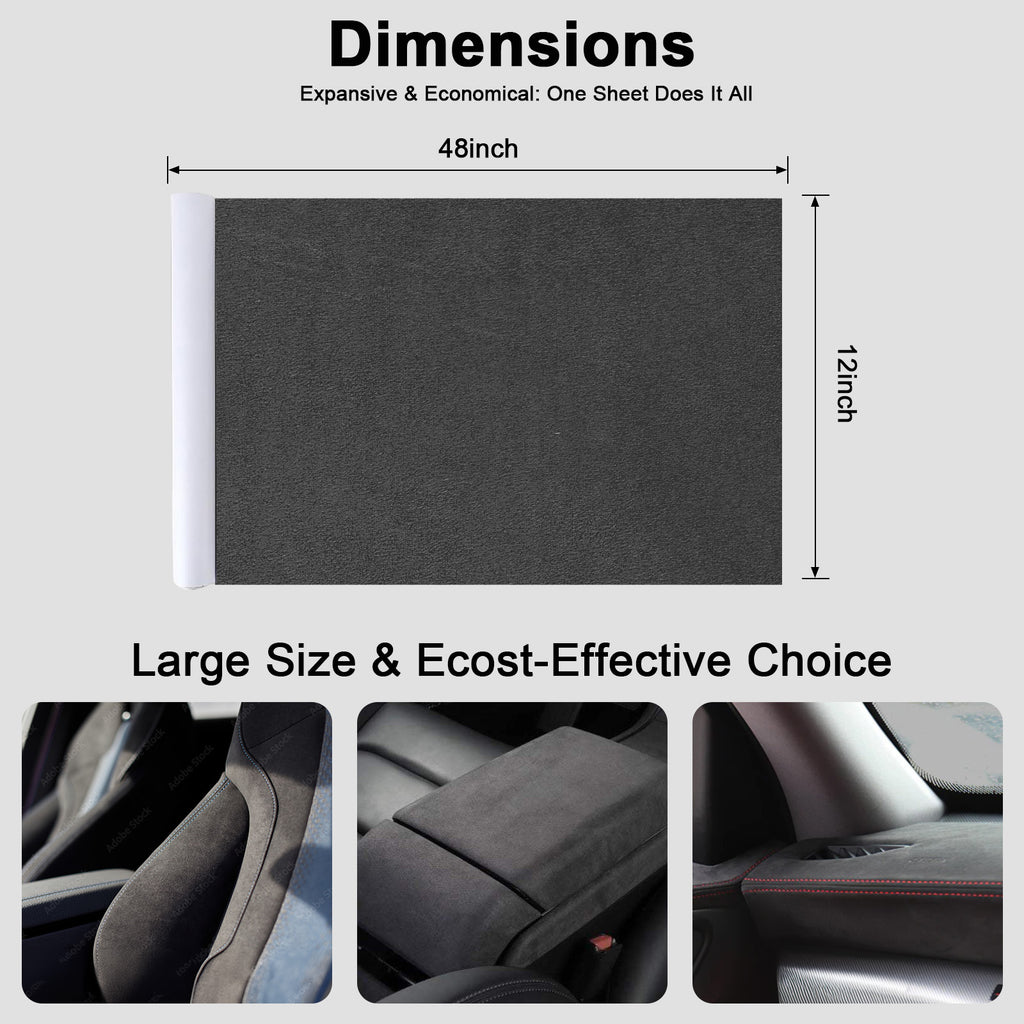 RadiantDecor Dark Grey Suede-Style Automotive Interior Wrap