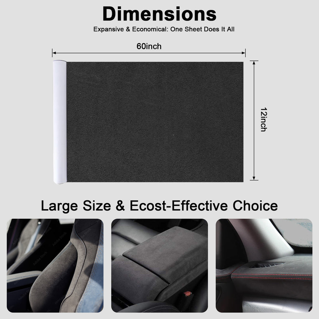 RadiantDecor Black Suede-Style Automotive Interior Wrap