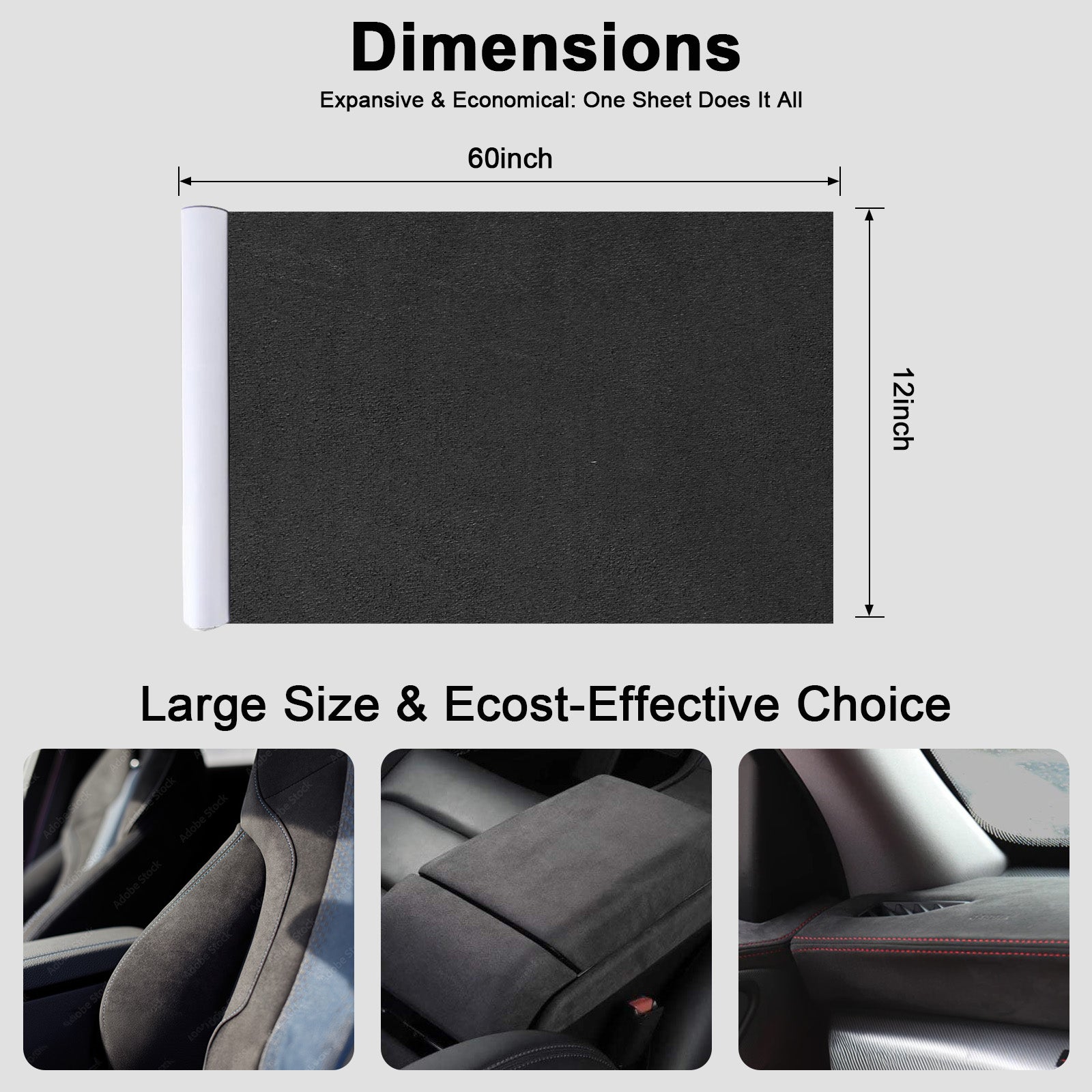 RadiantDecor Black Suede-Style Automotive Interior Wrap