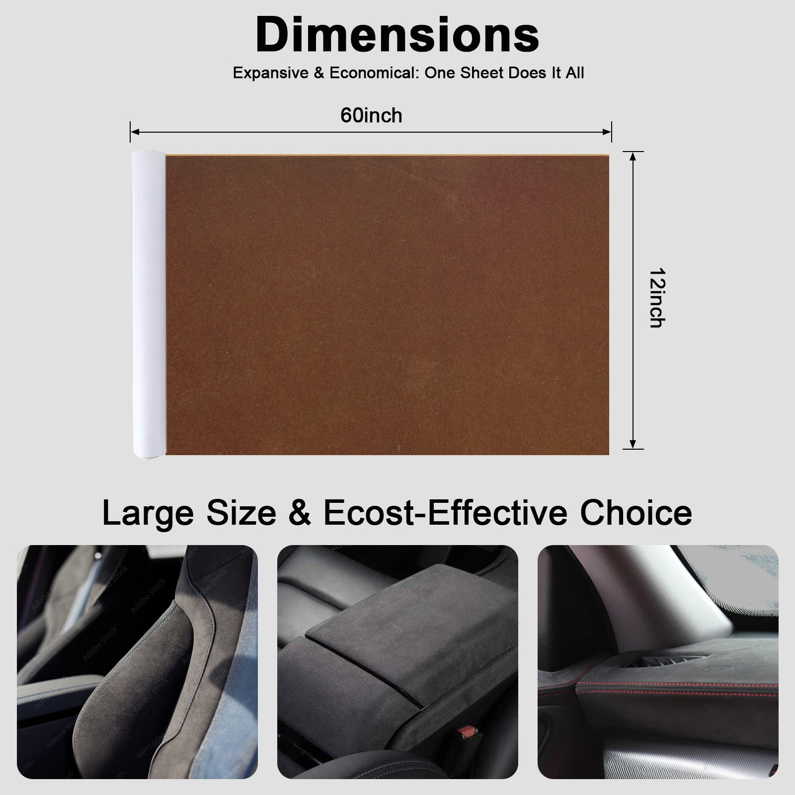 RadiantDecor Brown Suede-Style Automotive Interior Wrap