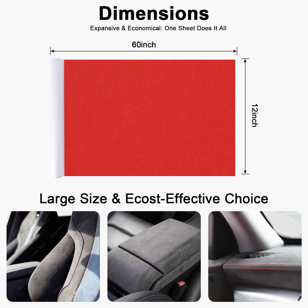 RadiantDecor Red Suede-Style Automotive Interior Wrap