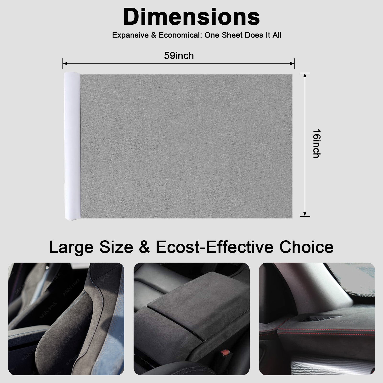 RadiantDecor Grey Suede-Style Automotive Interior Wrap