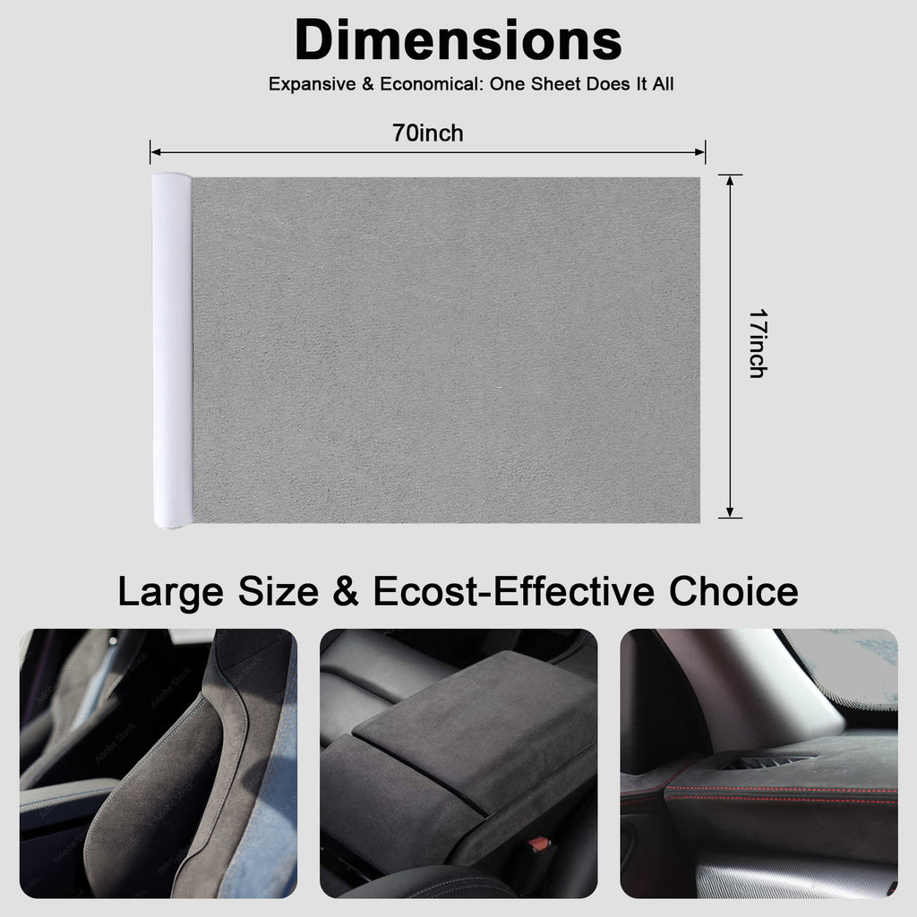 RadiantDecor Grey Suede-Style Automotive Interior Wrap