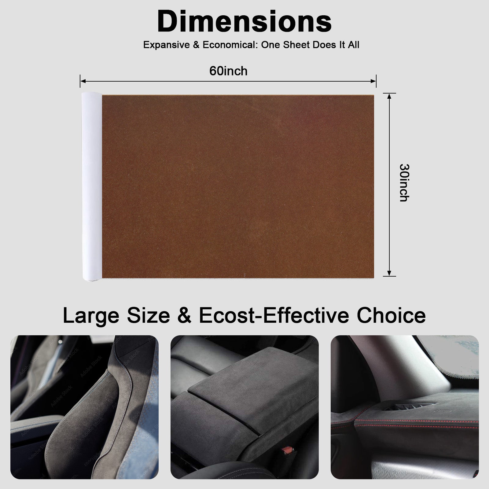 RadiantDecor Brown Suede-Style Automotive Interior Wrap