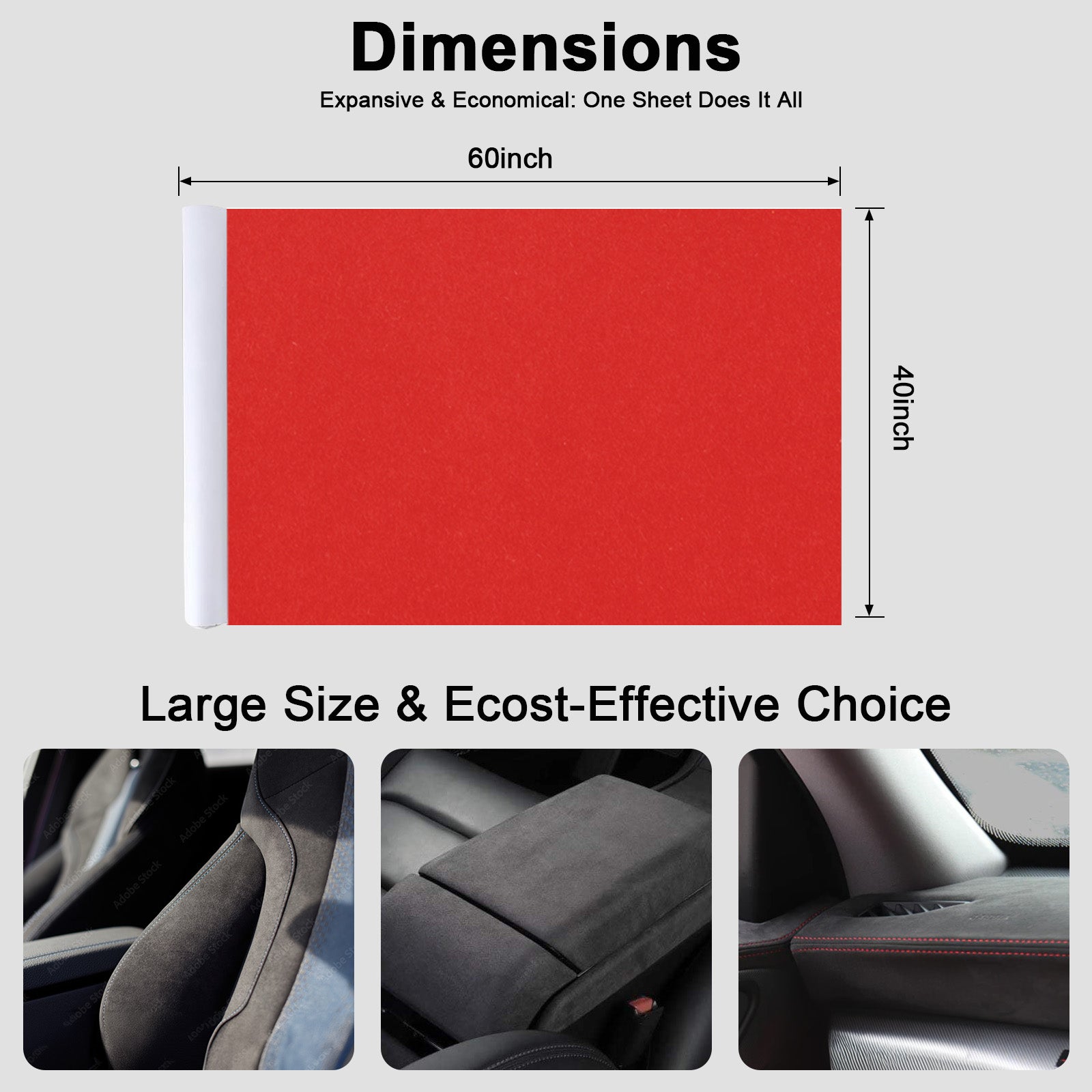 RadiantDecor Red Suede-Style Automotive Interior Wrap