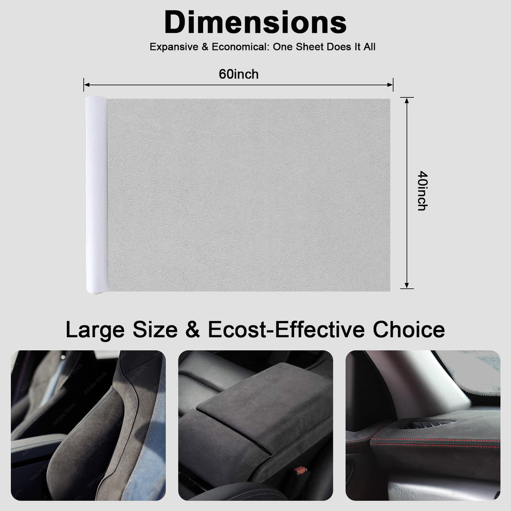 RadiantDecor Light Grey Suede-Style Automotive Interior Wrap
