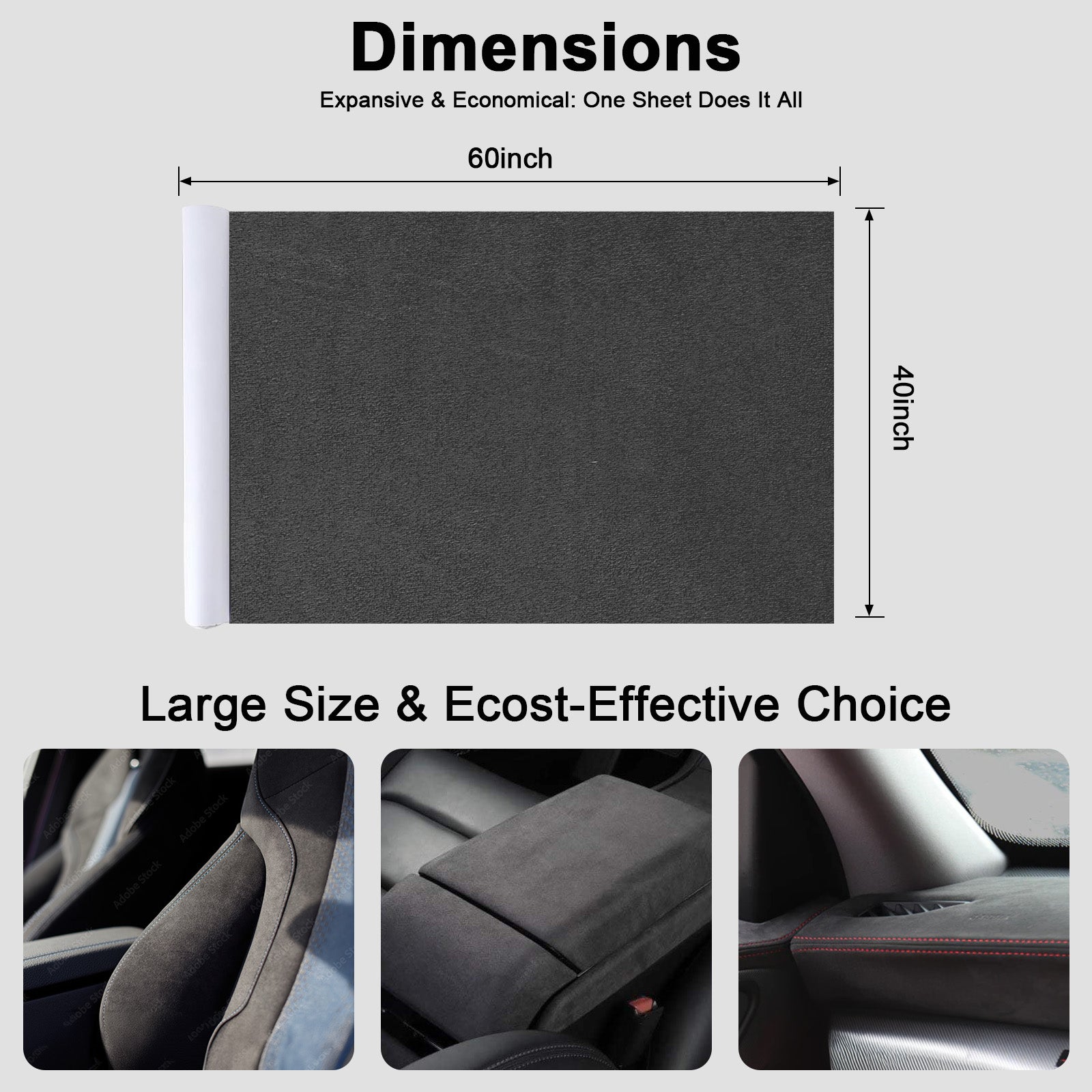 RadiantDecor Dark Grey Suede-Style Automotive Interior Wrap